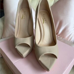 Glaze Nude Nubuck platform heels